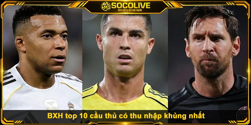 Bảng Xếp Hạng Top 10 Cầu Thủ Giàu Nhất Thế Giới 2026 BXH top 10 cầu thủ có thu nhập khủng nhất