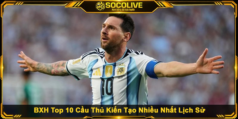 BXH Top 10 Cầu Thủ Kiến Tạo Nhiều Nhất Lịch Sử